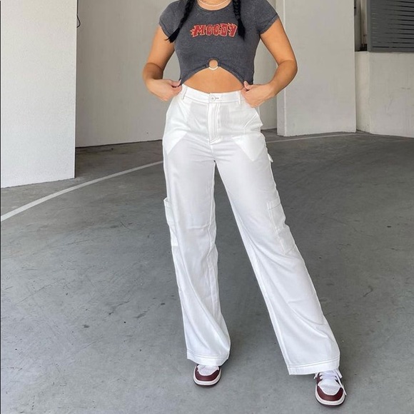 NWT Princess Polly Charlize Relaxed fit wide leg white Pants - Picture 7 of 7